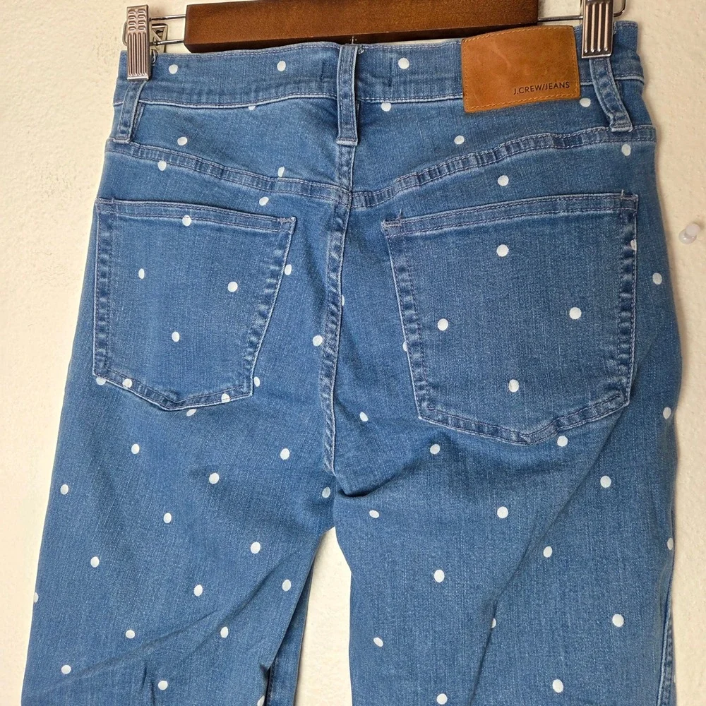 J Crew Vintage Straight‎ Jeans Polka Dot Print Stretch Denim Pants Size 25